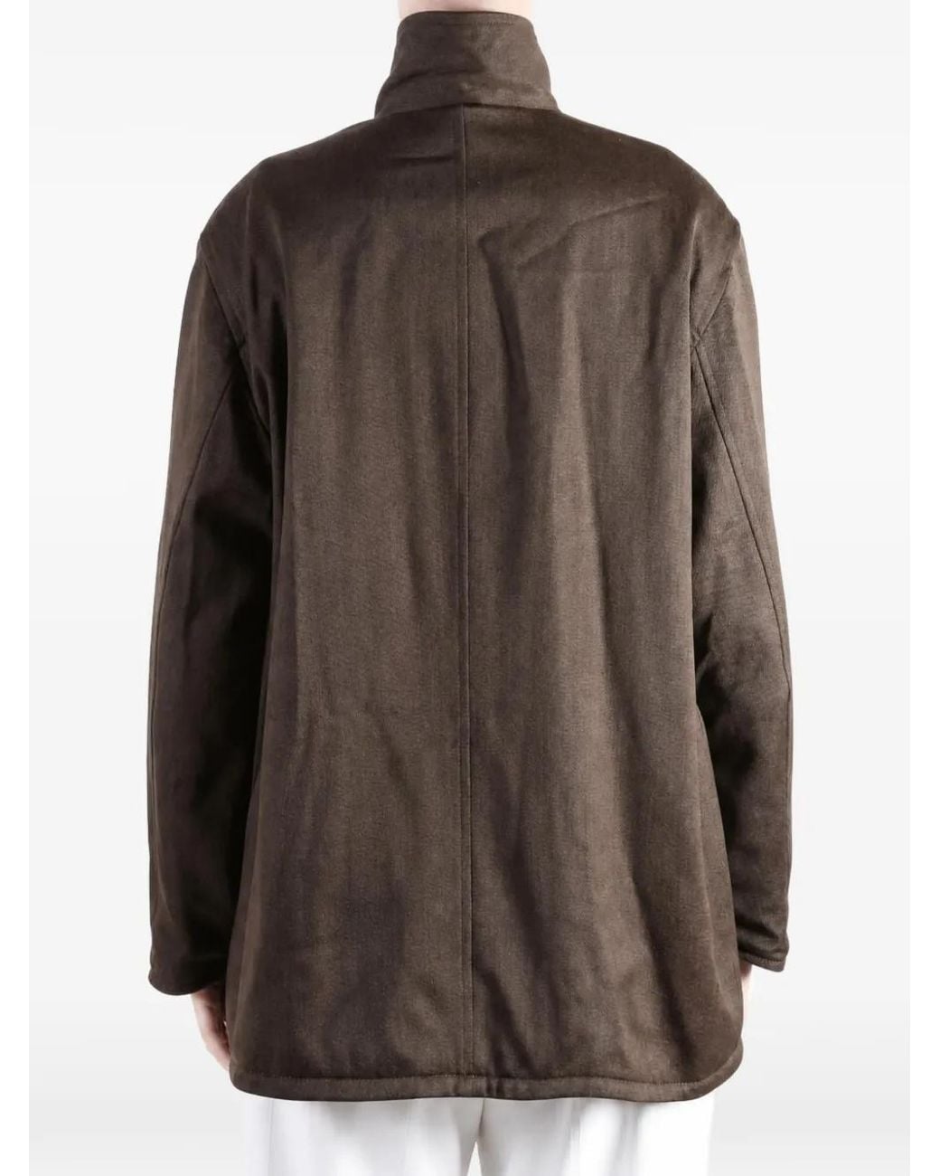 Auralee Brown Manteau Réversible En Cuir
