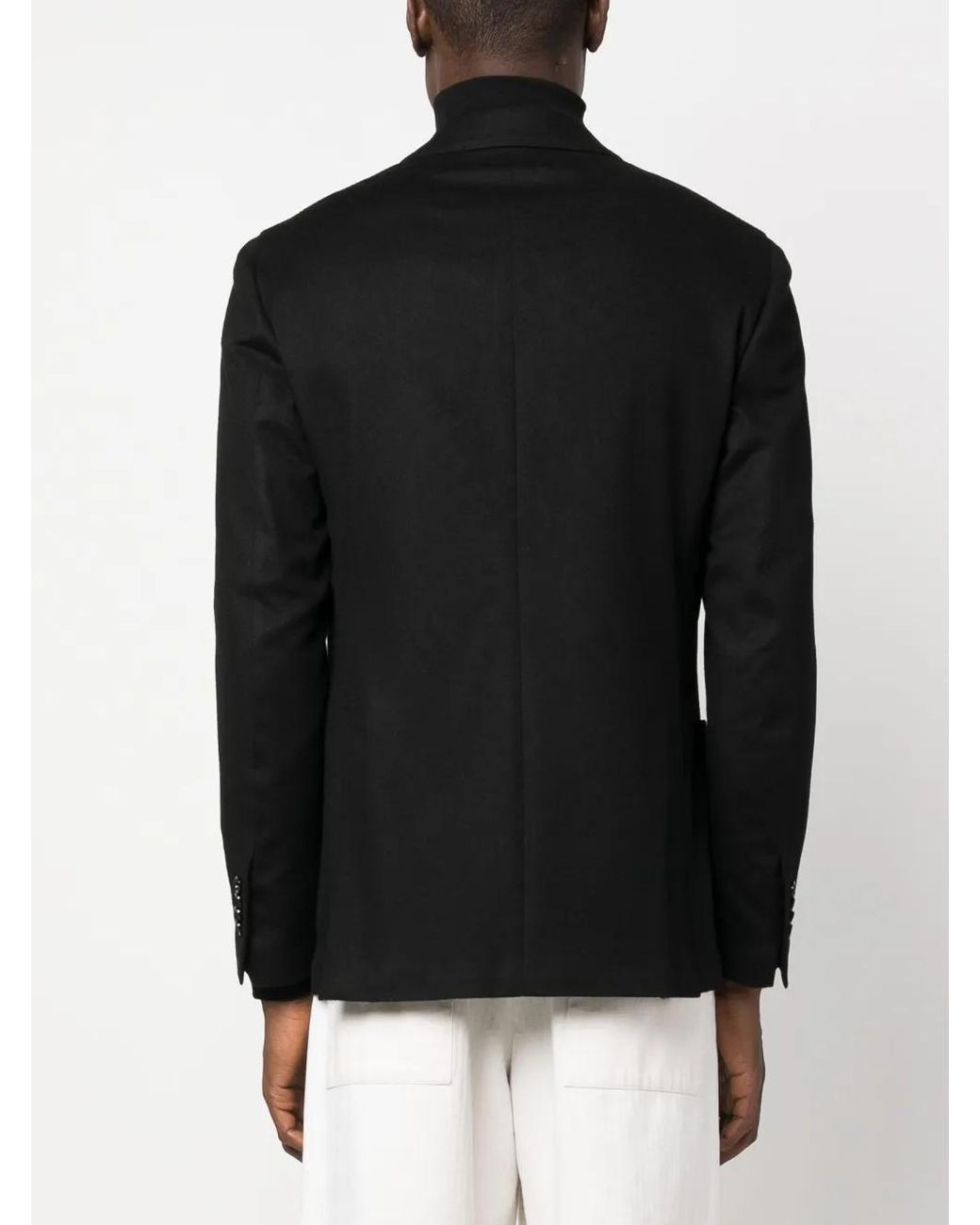 Lardini Black Single-Breasted Wool-Cashmere Blazer for men