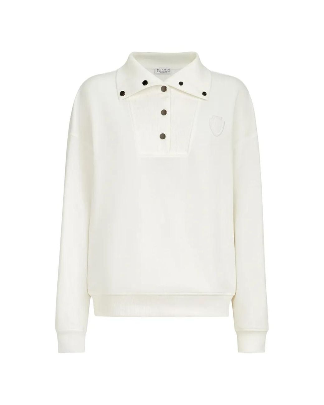 Brunello Cucinelli Poloshirt Met Logo-Patch En Knopen in het White