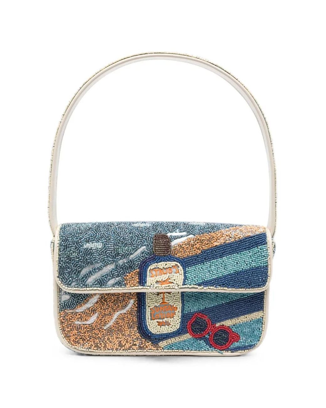 Staud Blue Bead-Embellished Tommy Shoulder Bag