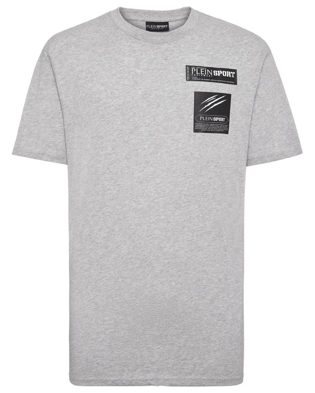 Philipp Plein Gray Logo-Print Cotton T-Shirt for men