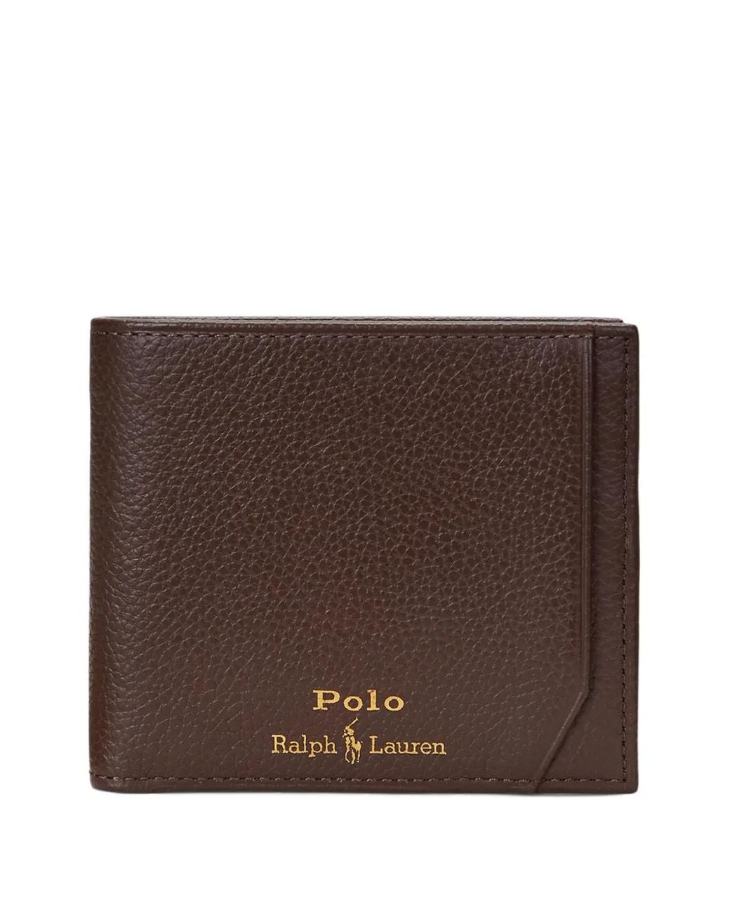 Polo Ralph Lauren Brown Grain-Textured Bi-Fold Wallet for men