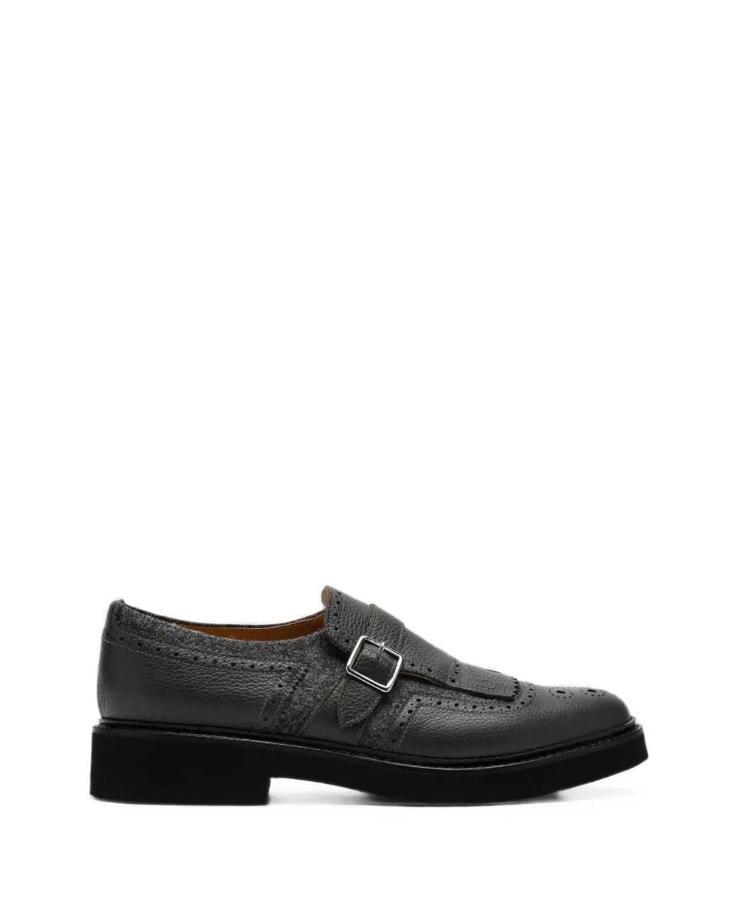 Doucal's Black Fringe-Detail Oxford Shoes