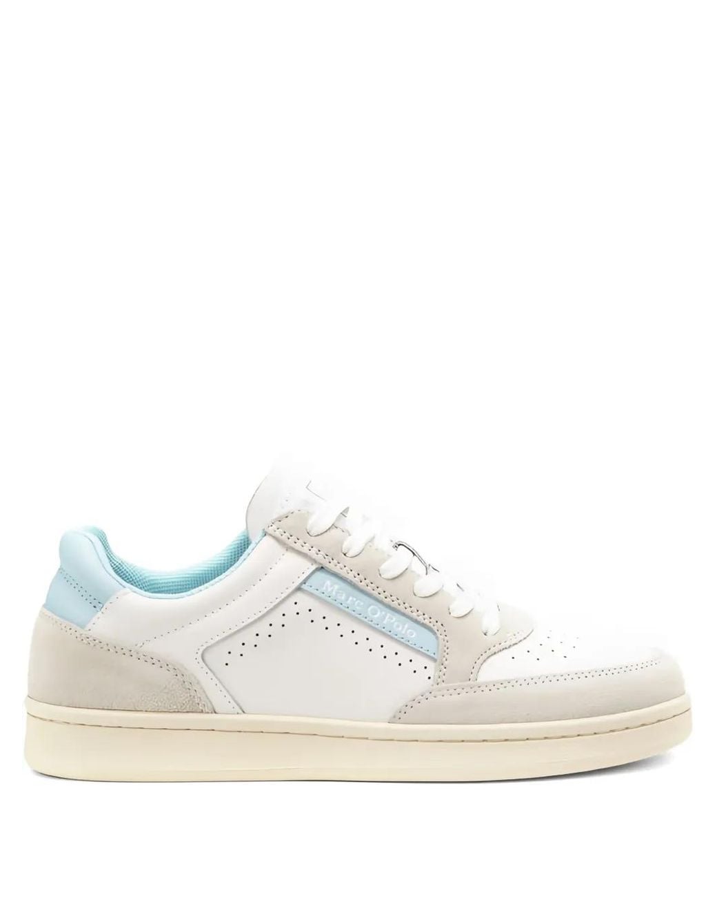 Marc O' Polo White Violeta Perforated Leather Low-Top Sneakers