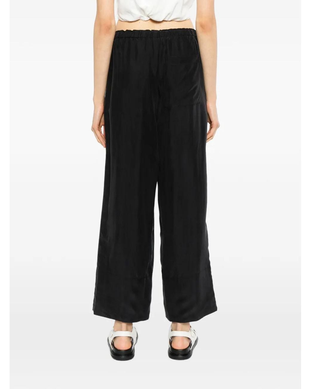 James Perse Black Washed Wide-Cuff Trousers