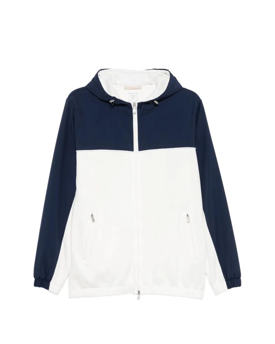 Eleventy Blue Hoodie Colour Block À Fermeture Zippée for men