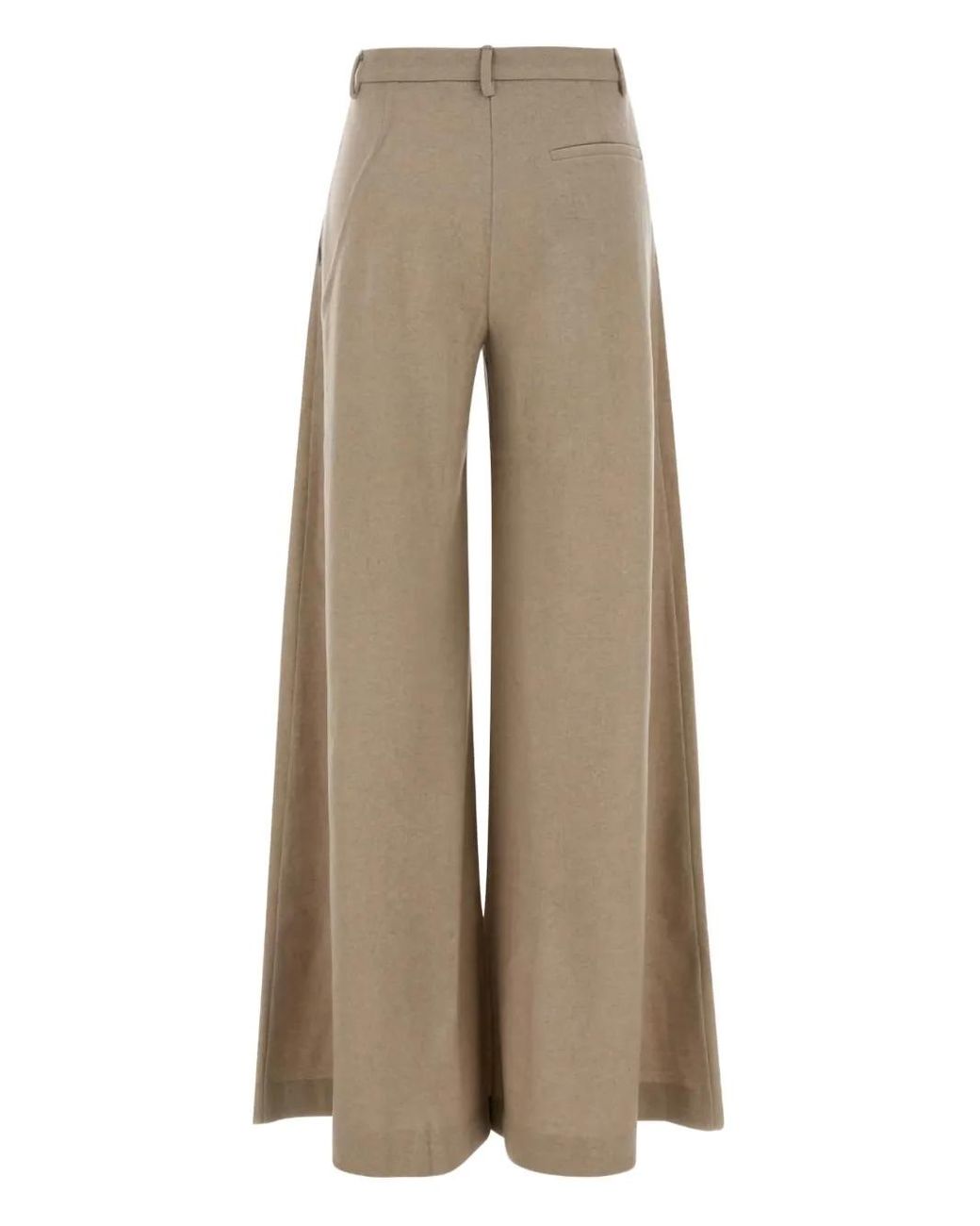 ANDAMANE Natural Pleated Wool Trousers