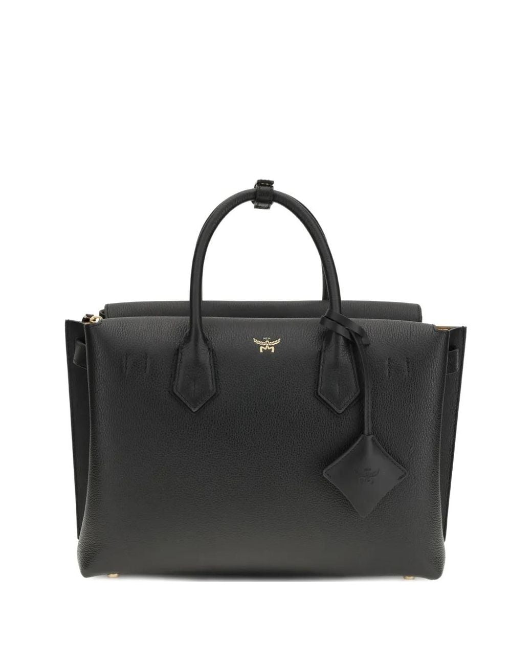 MCM Black Sac Cabas Milla Format Moyen En Cuir