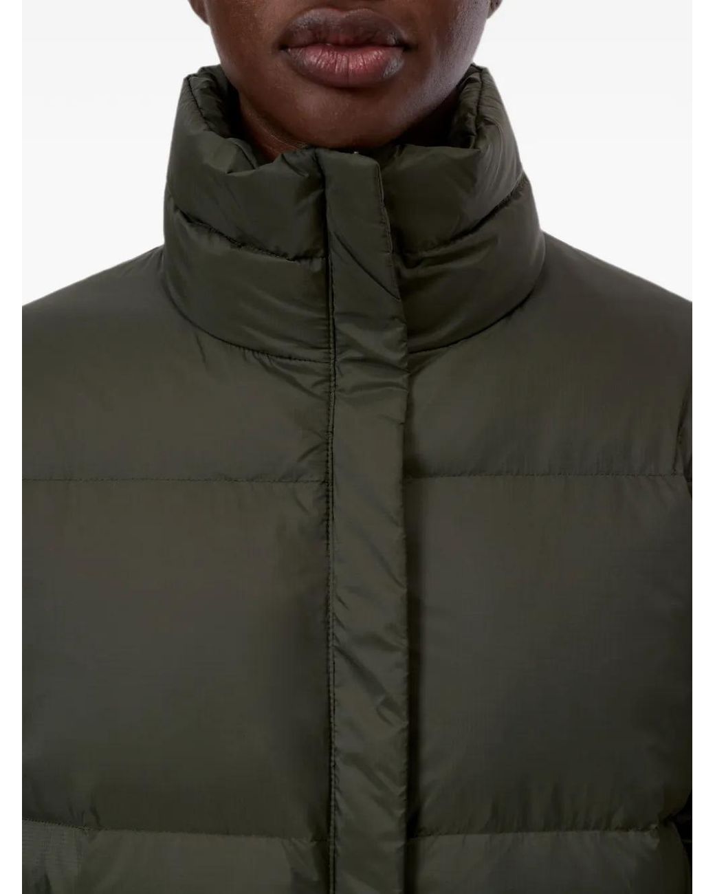 Closed Green Quilted High-Neck Jacket
