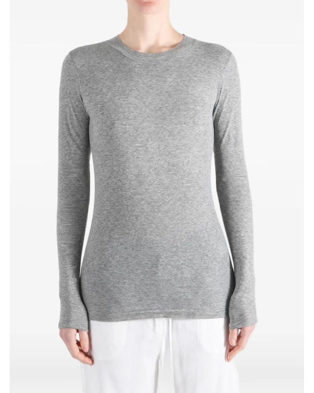 Auralee Gray Long-Sleeve Sheer T-Shirt