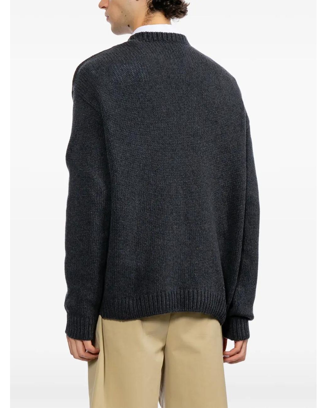 A.P.C. Black Logo-Knit Crew-Neck Sweater for men