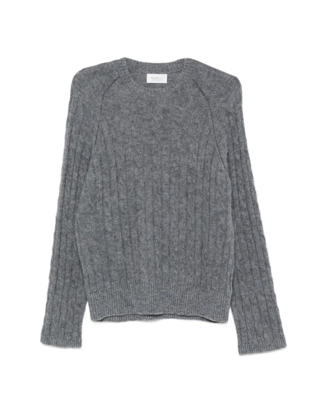 Diana Studio Gray Cable-Knit Raglan-Sleeve Sweater for men