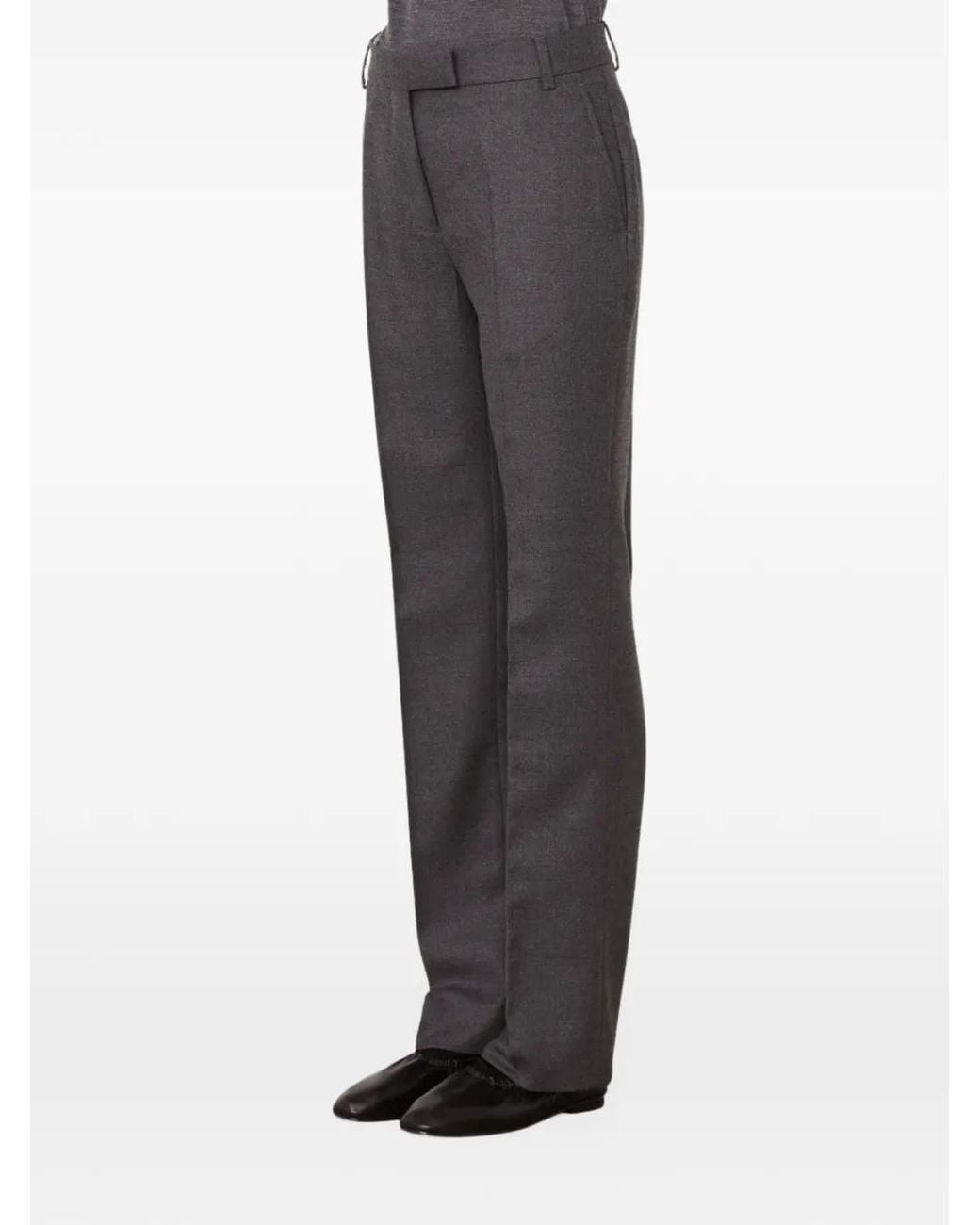 Officine Generale Gray Lenie Pressed-Crease Straight-Leg Trousers