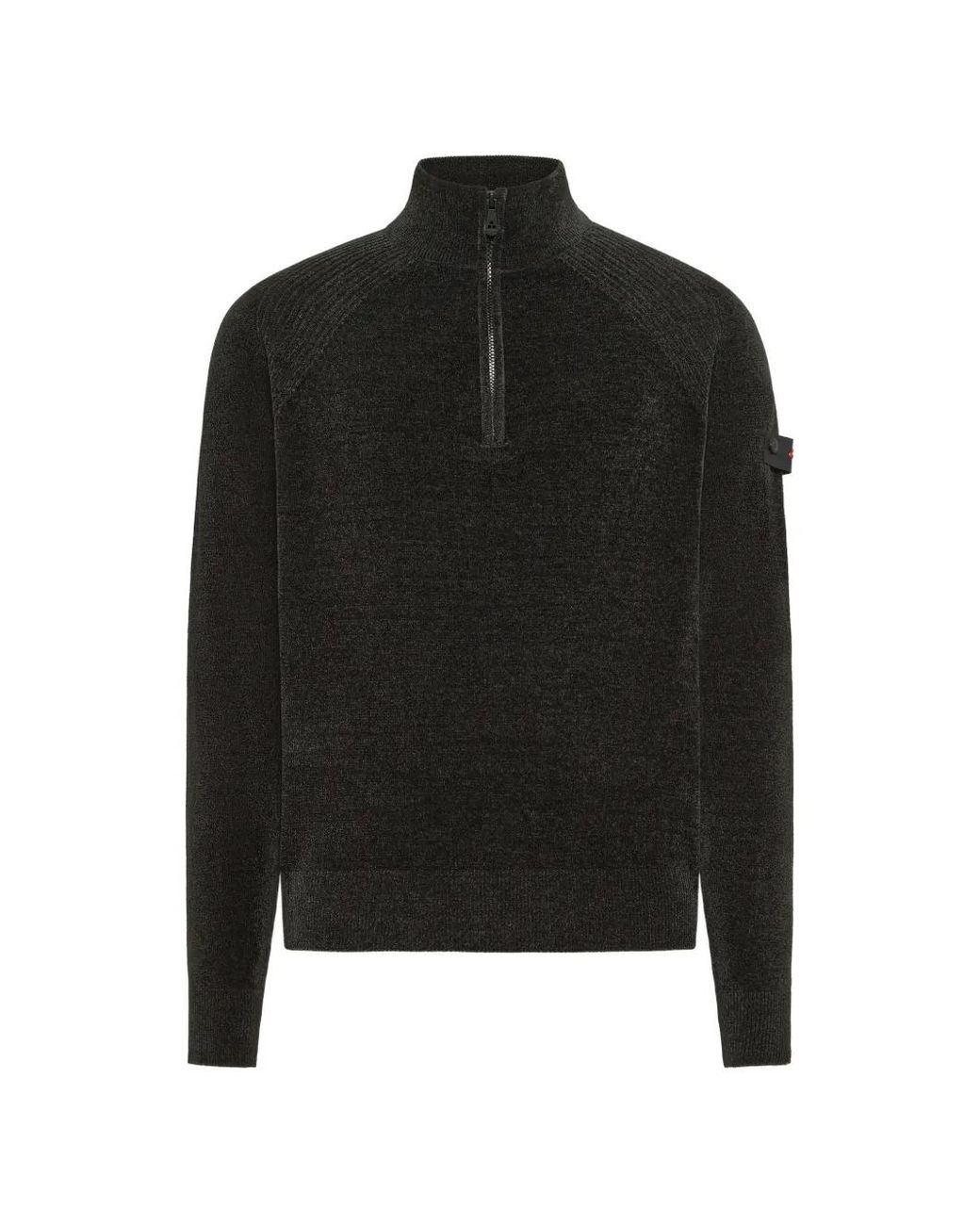Peuterey Black Quarter-Zip Chenille Sweater for men