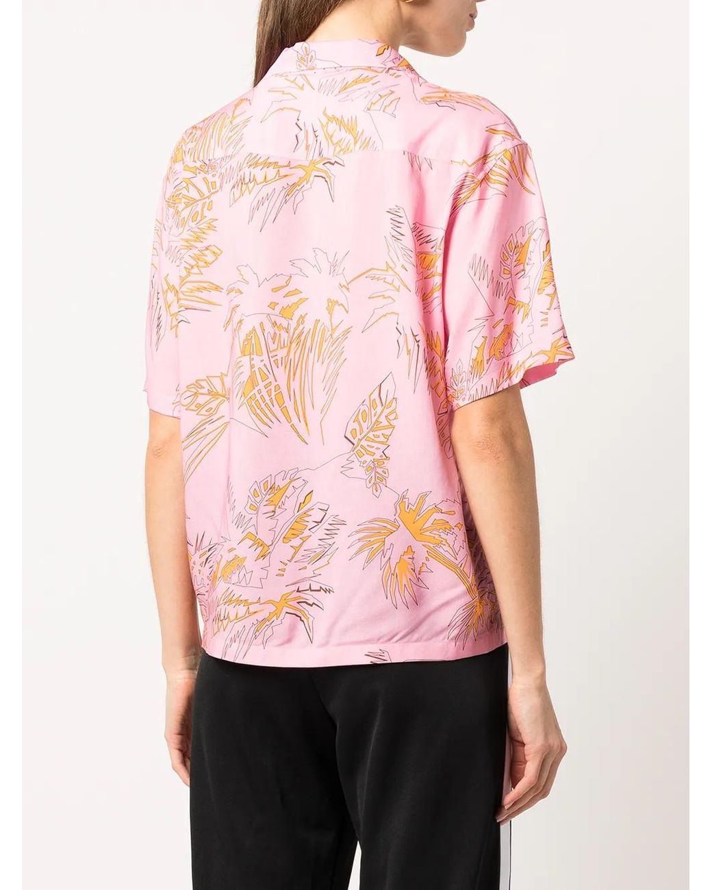 Palm Angels Pink Leaf-Print Short-Sleeve Shirt