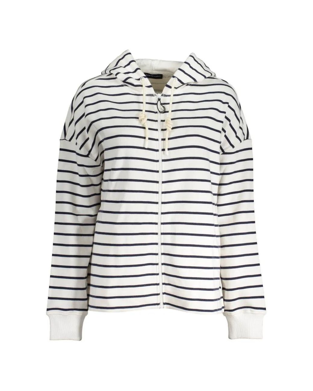 North Sails White Striped Zip-Up Hoodie