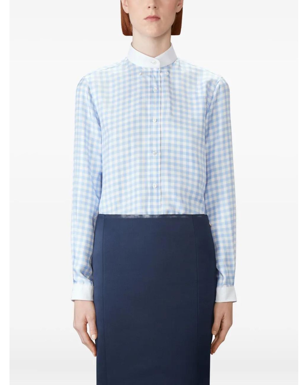 Thom Browne Blue Twill Gingham Shirt