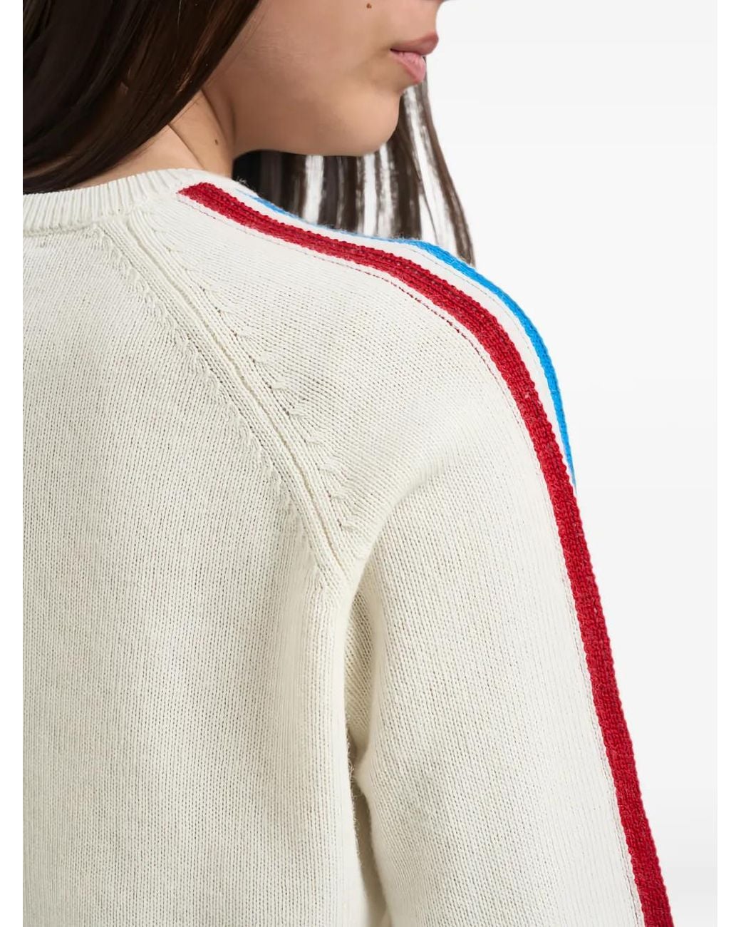 Mc2 Saint Barth Gray Off- New Queen Crewneck Knit With Après Ski Embroidery Sweater