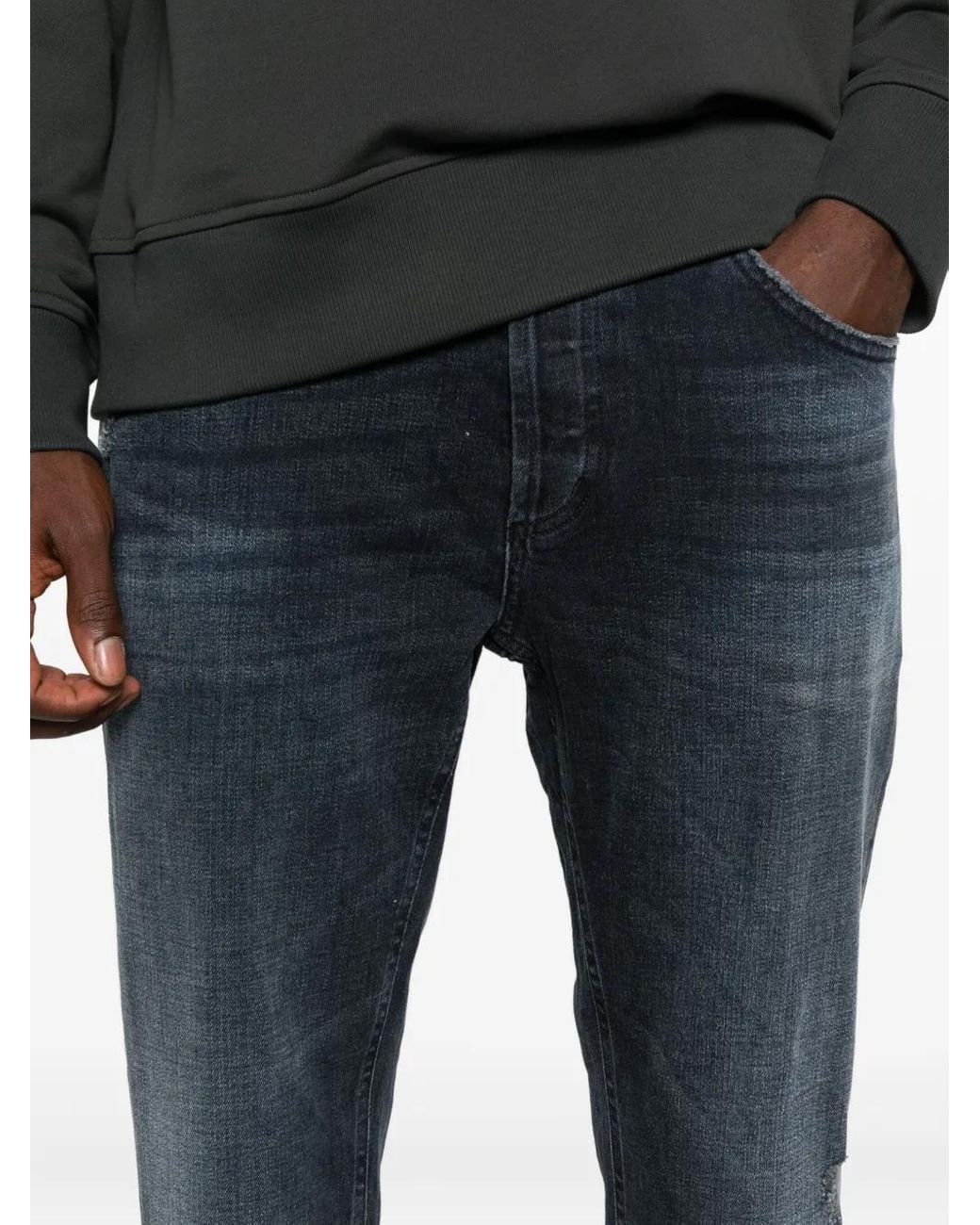 Dondup Blue Distressed-Effect Jeans for men