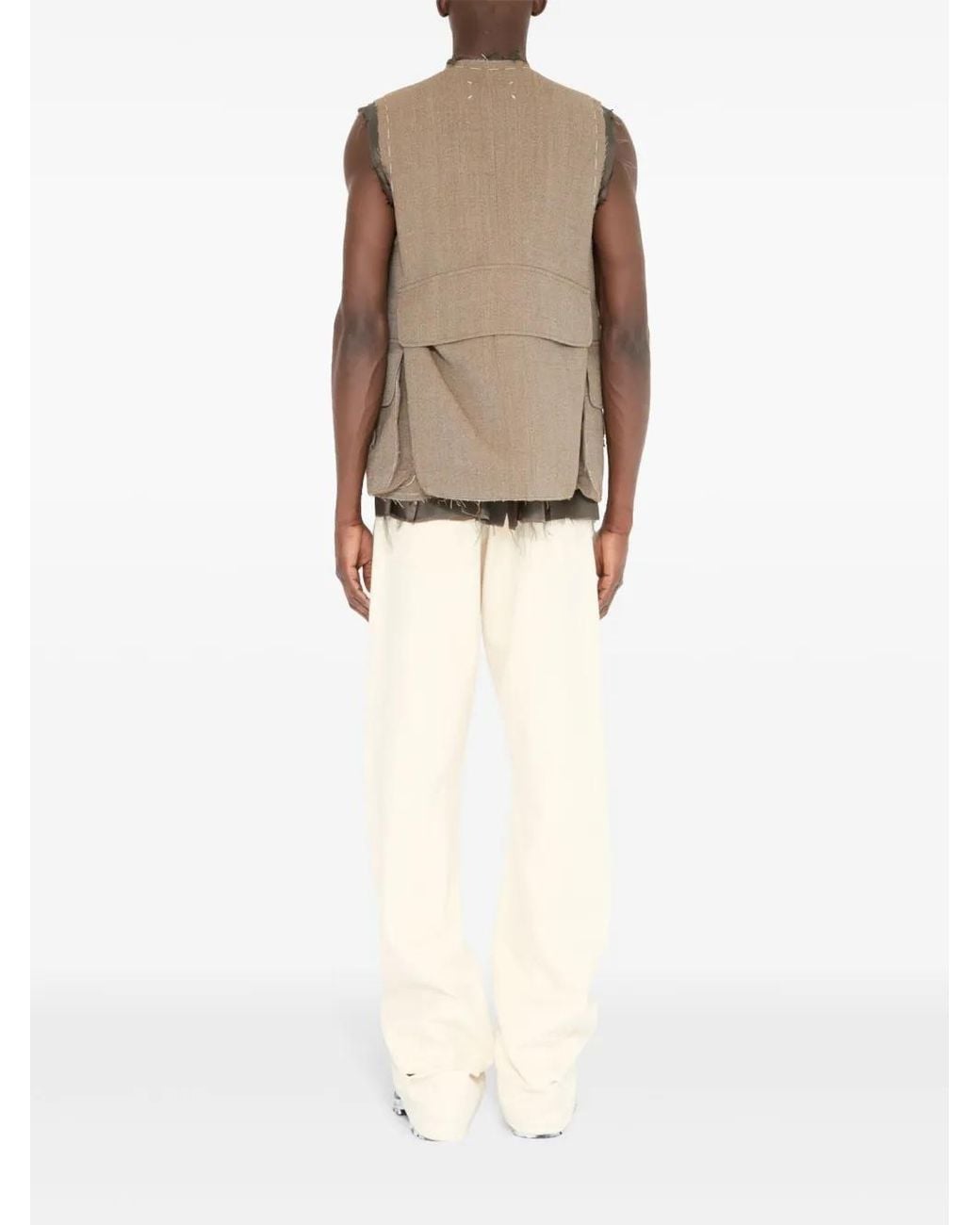 Maison Margiela Natural Wool Vest With Cargo Pockets for men