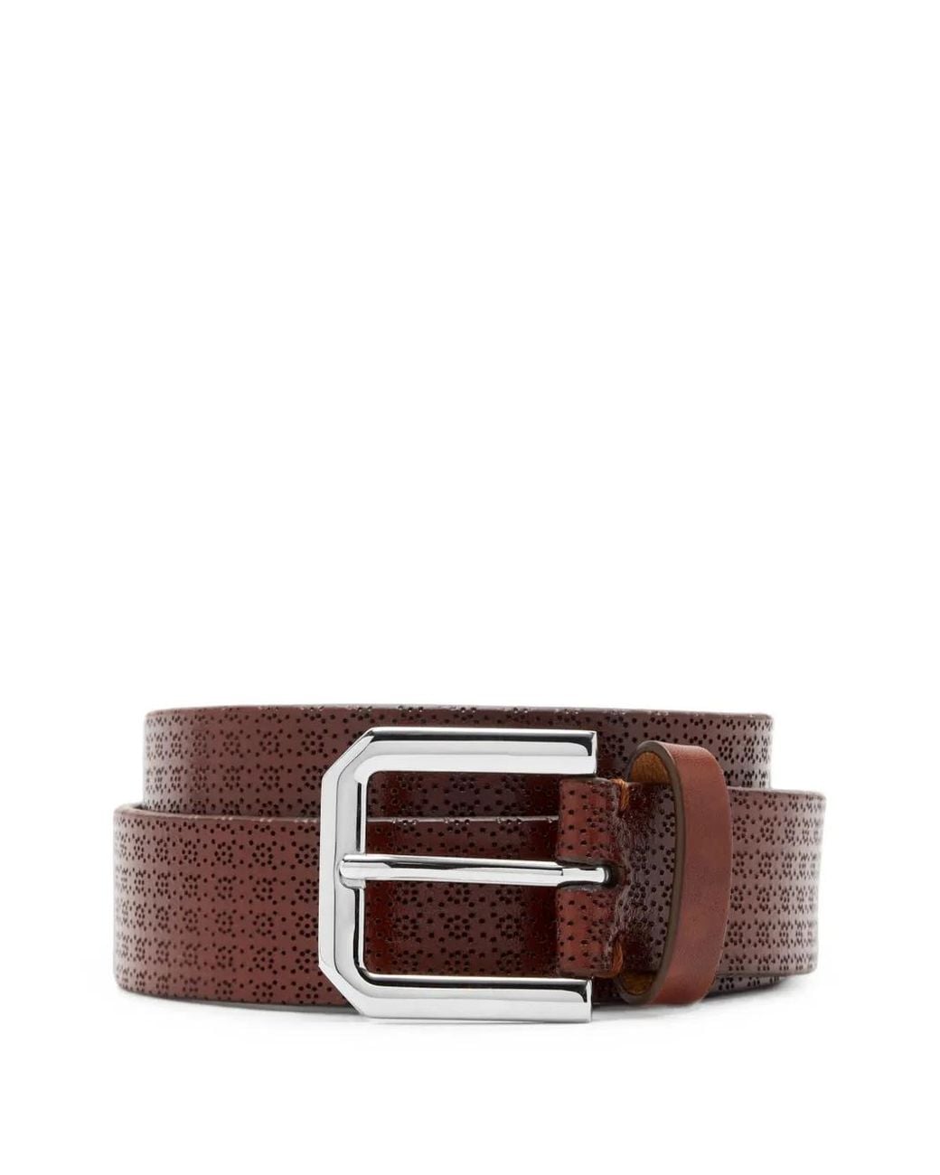 Brunello Cucinelli Brown Perforated Leather Belt for men