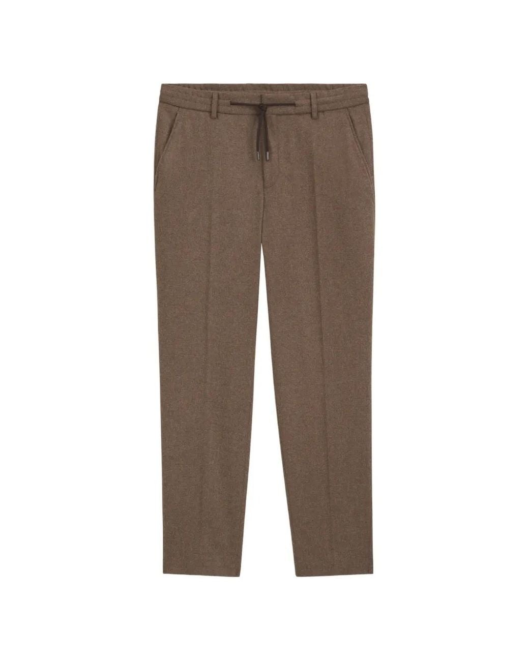 Boss Brown Drawstring-Waist Tapered-Leg Trousers for men