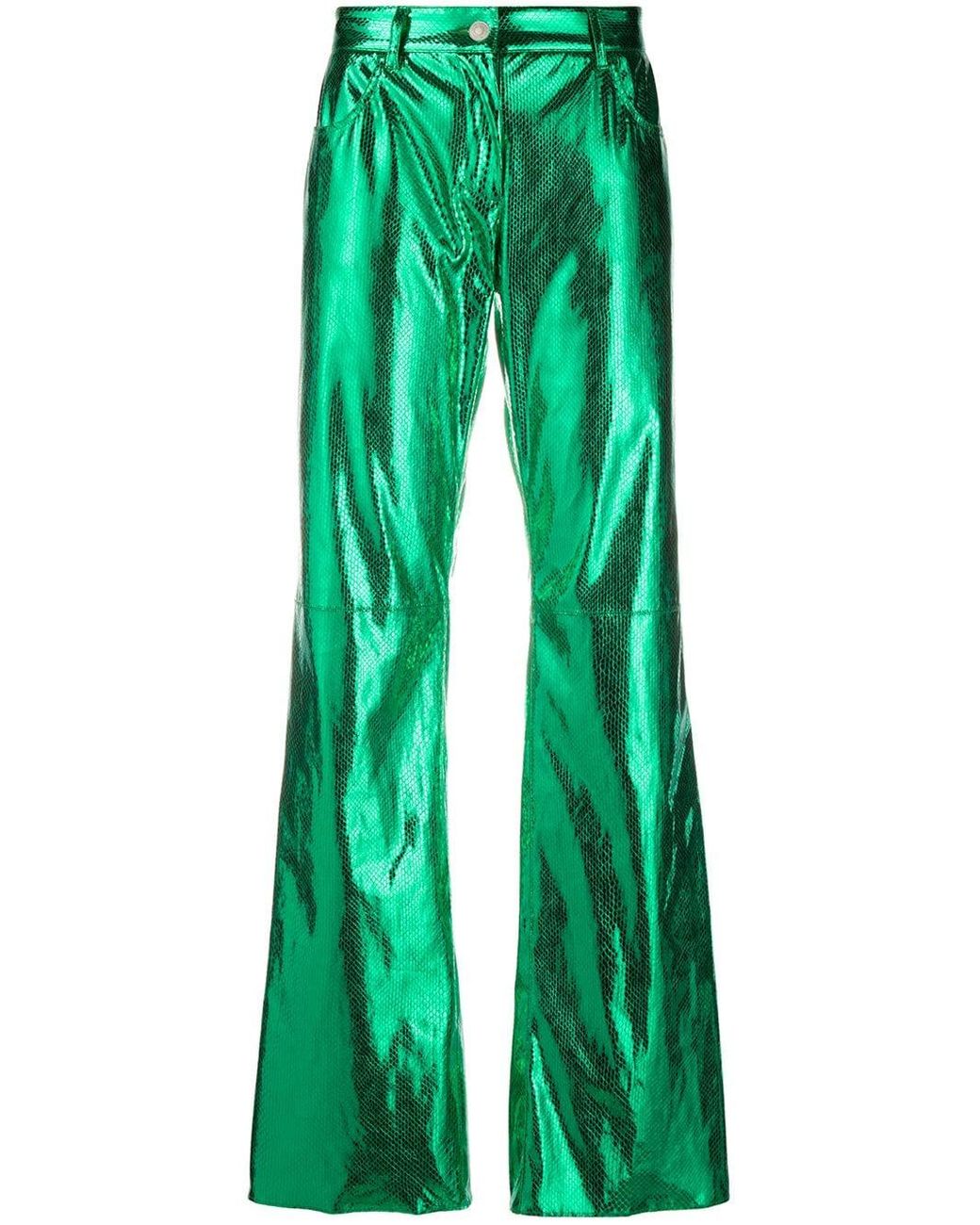 Green metallic cheap pants