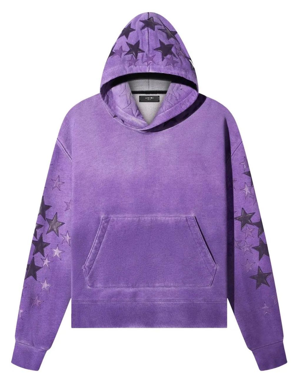 Amiri Purple Star-Patch Spray-Paint-Effect Hoodie for men