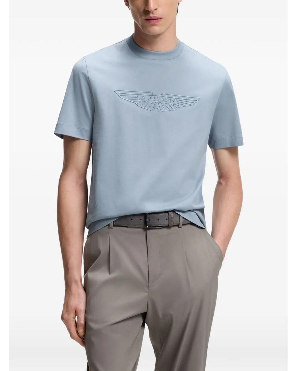 Boss Blue X Aston Martin Mercerized-Cotton T-Shirt With Wing Detail for men