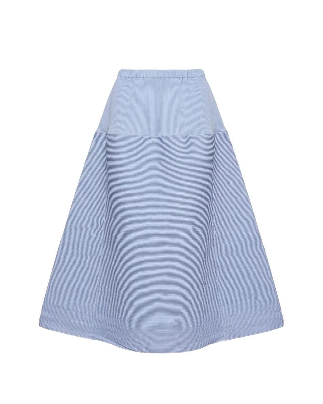 Melitta Baumeister Blue A-Line Ripple Midi Skirt