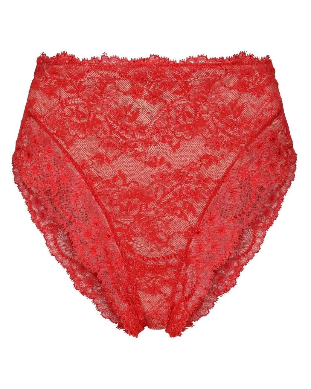 Dolce & Gabbana Red High-Waisted Lace Briefs