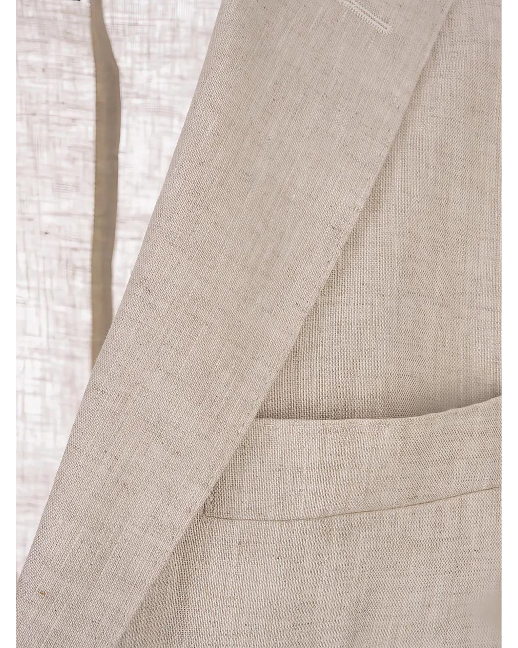 RUSSO CAPRI White Button Single-Breasted Linen Blazer for men