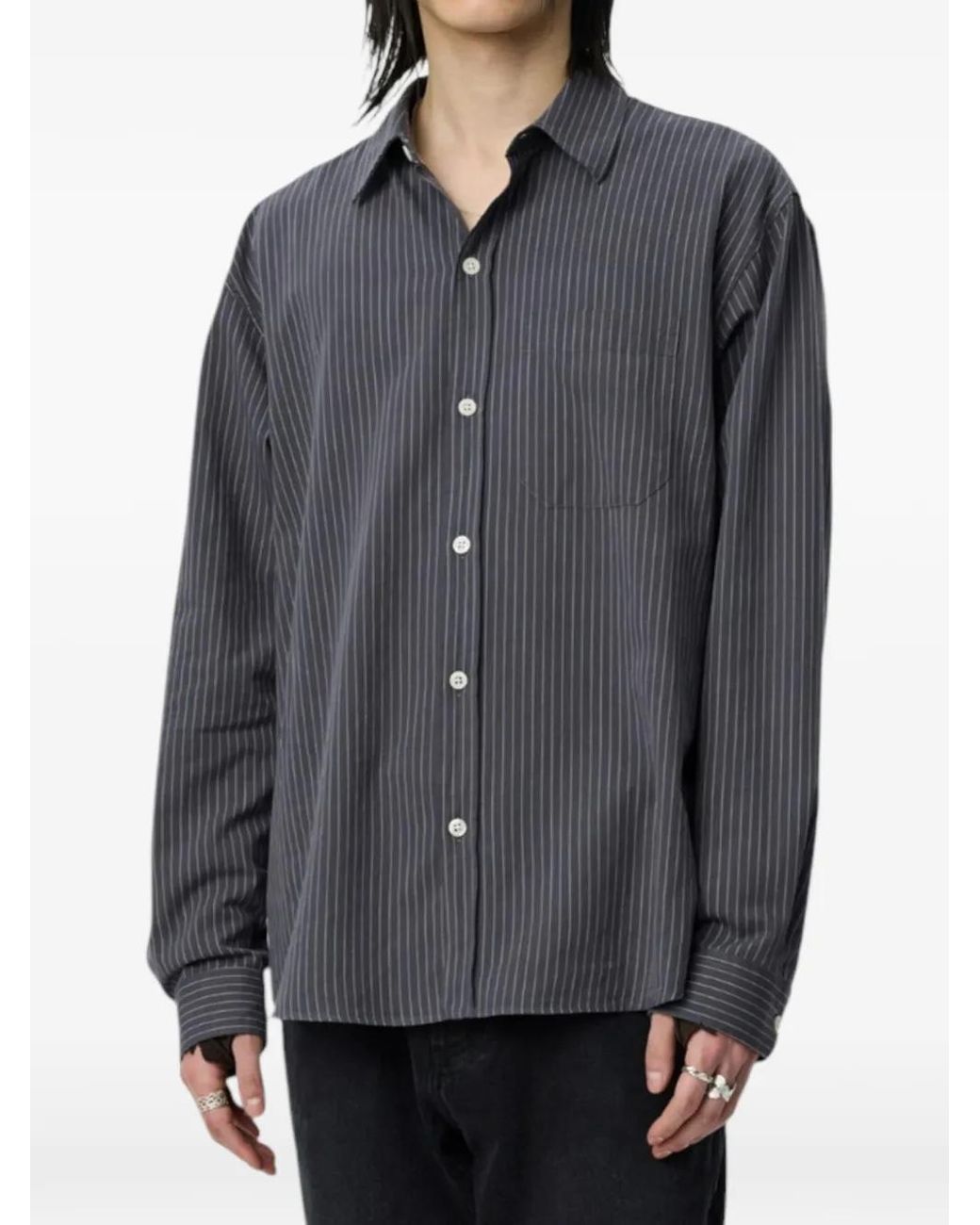 mfpen Gray Distant Striped Shirt for men