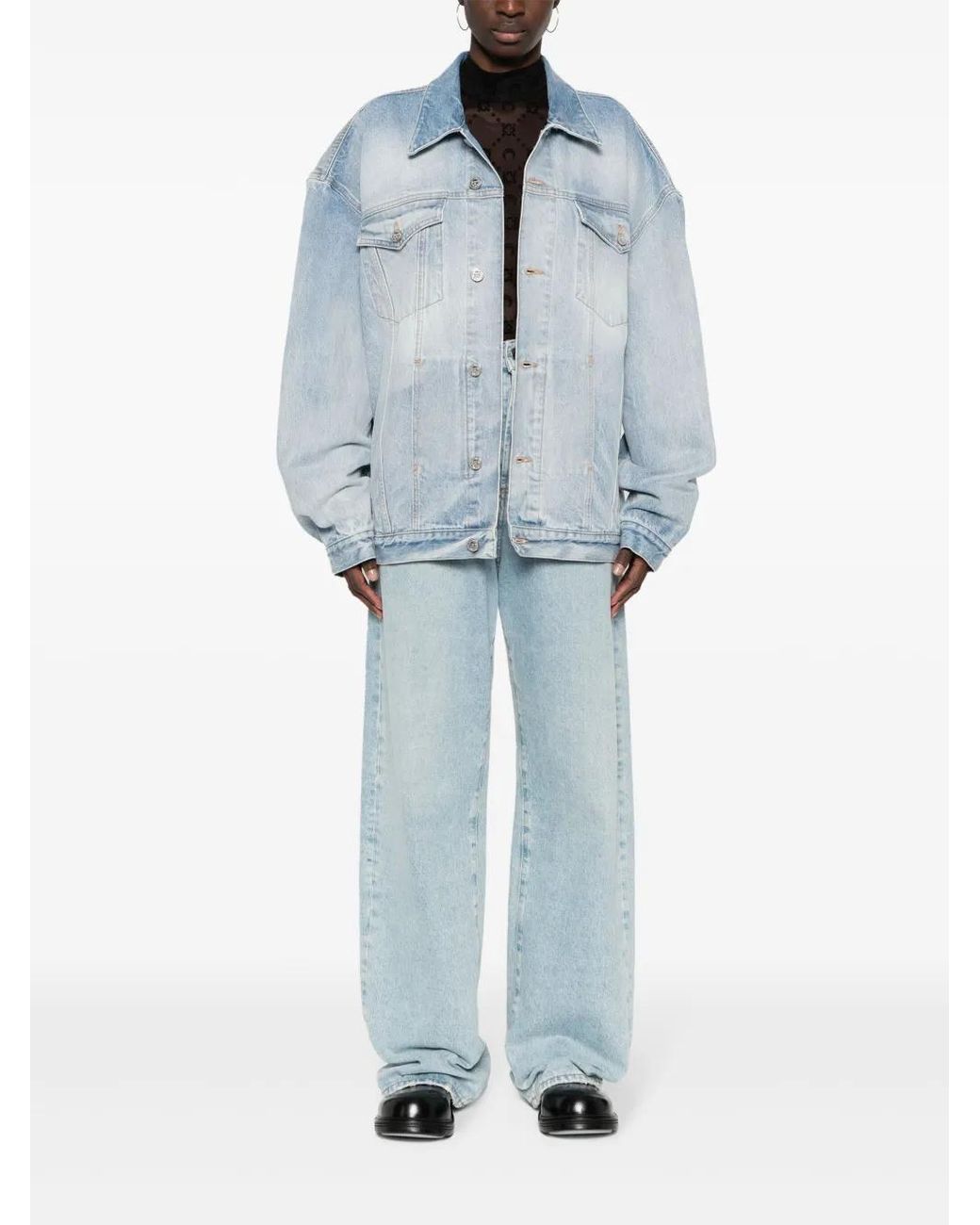 Vetements Blue Embossed-Logo Denim Jacket