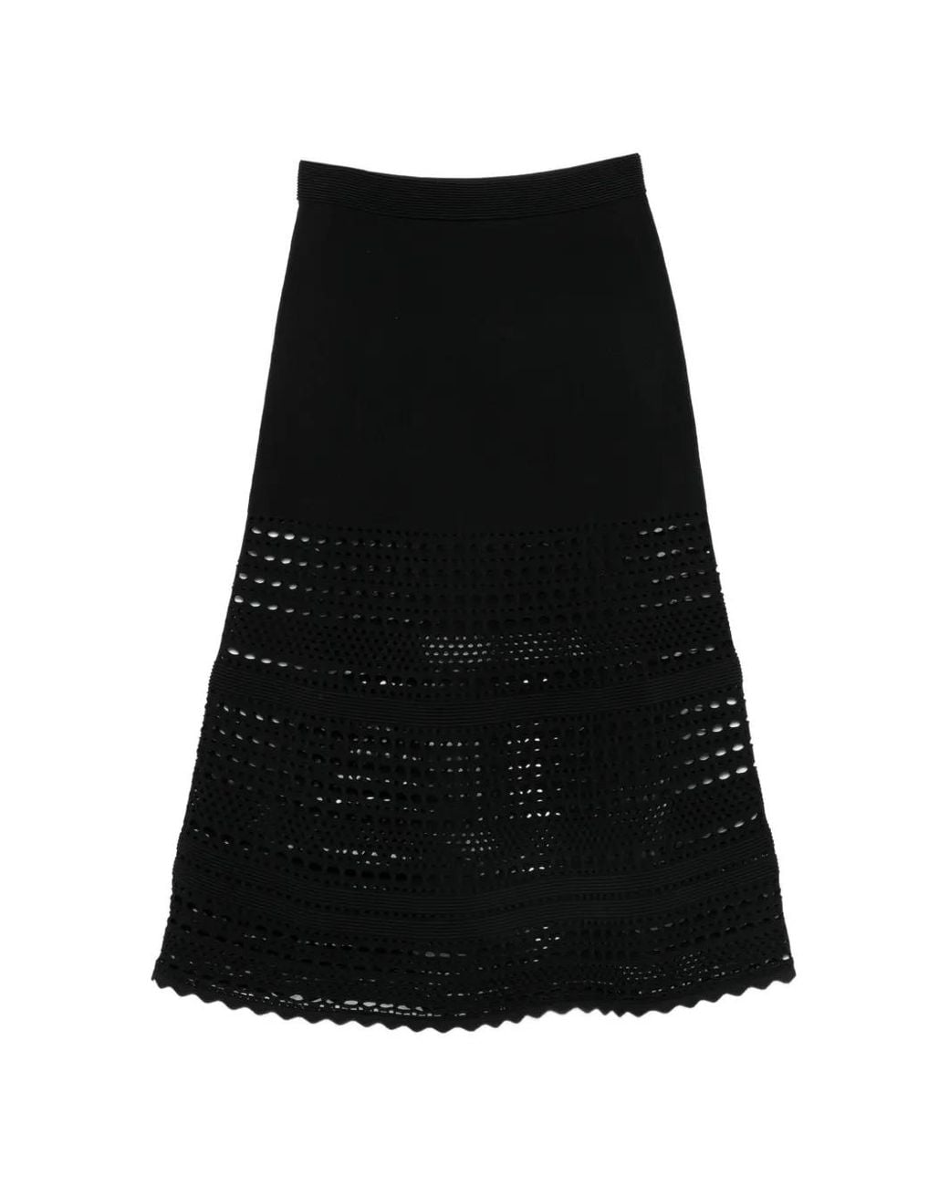 Jonathan Simkhai Black Open-Stitch Midi Skirt