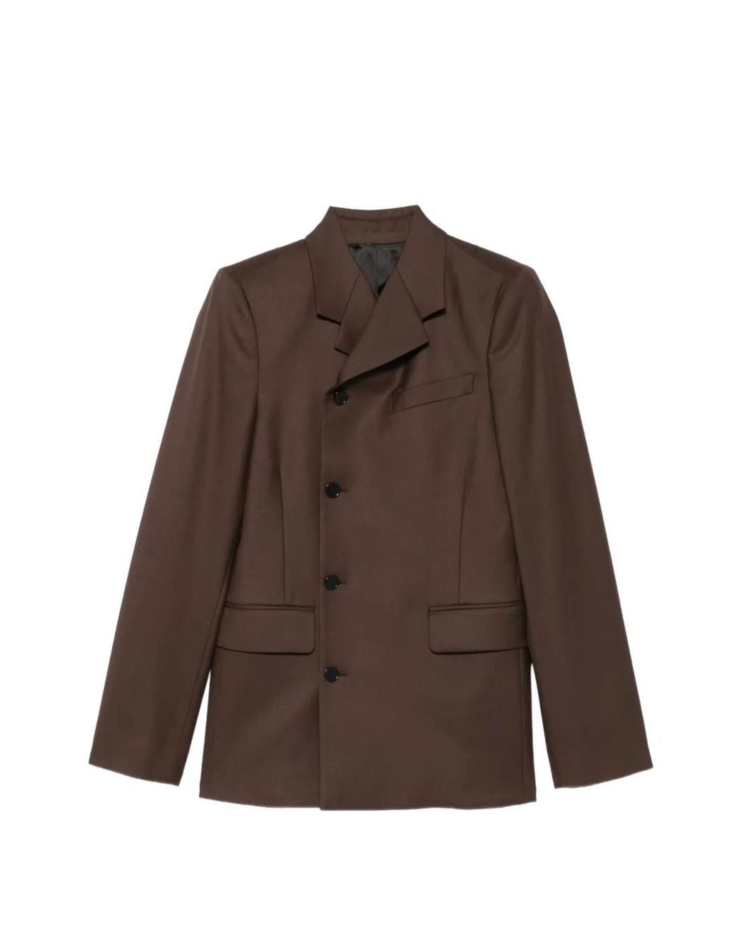 ALAINPAUL Brown Asymmetric-Fastening Wool Jacket