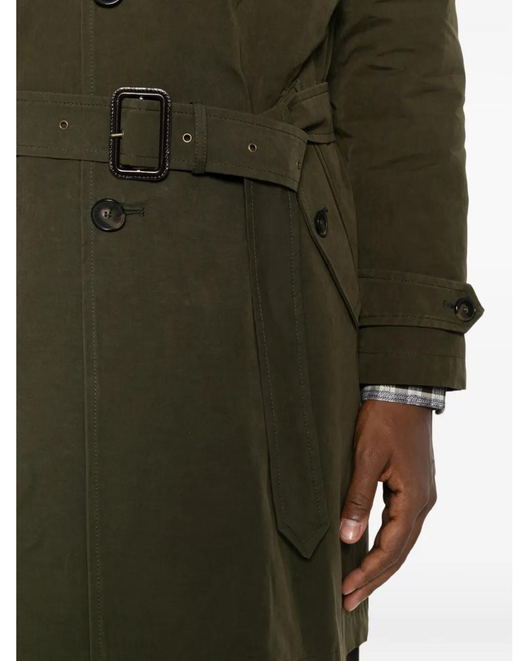 L'IMPERMEABILE Green Gilberto Belted Button-Down Coat for men