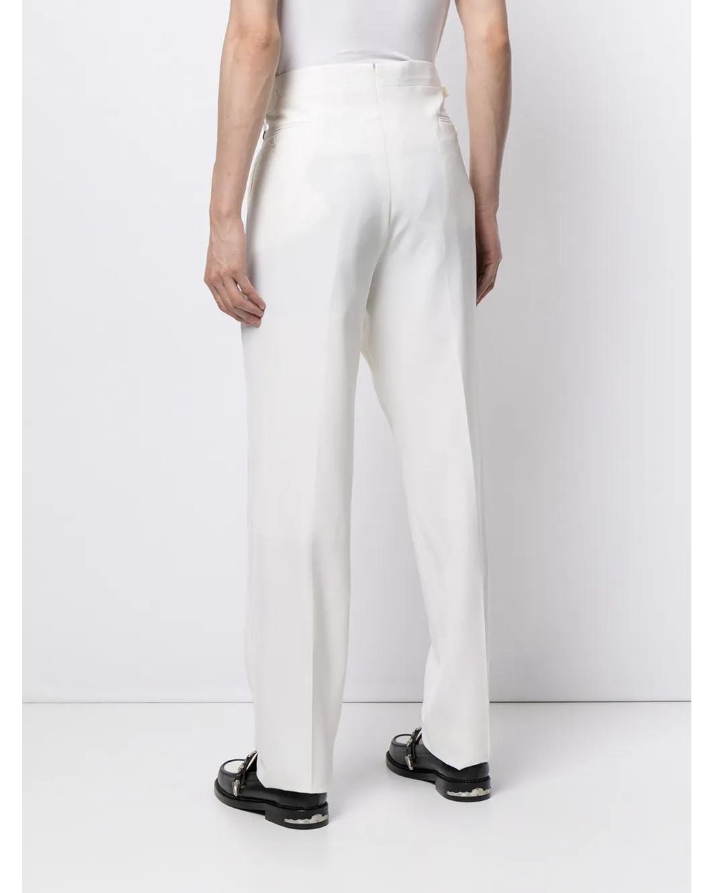 Polo Ralph Lauren White Double-Pleat High-Waisted Trousers for men