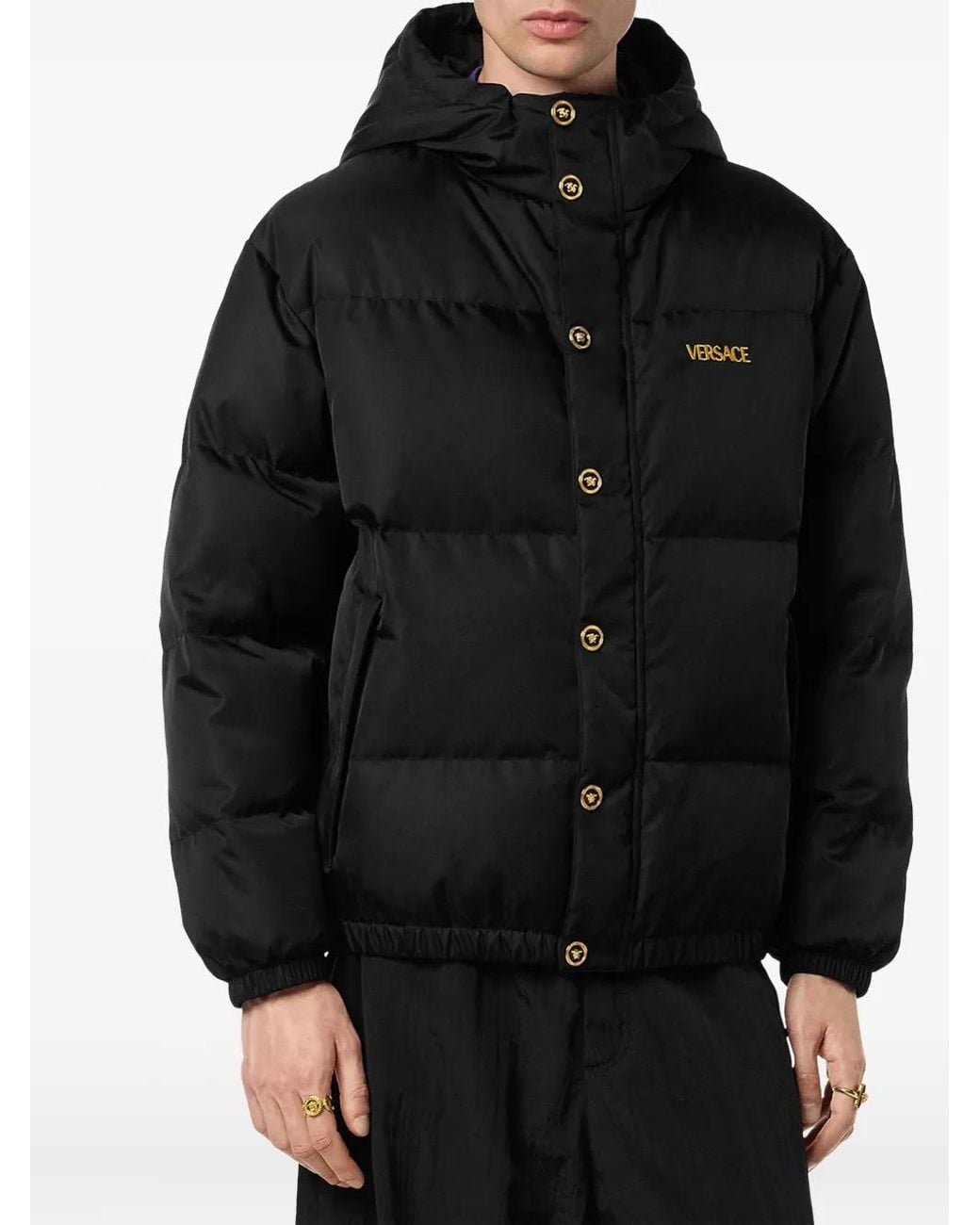 Versace Black Embroidered-Logo Jacket for men