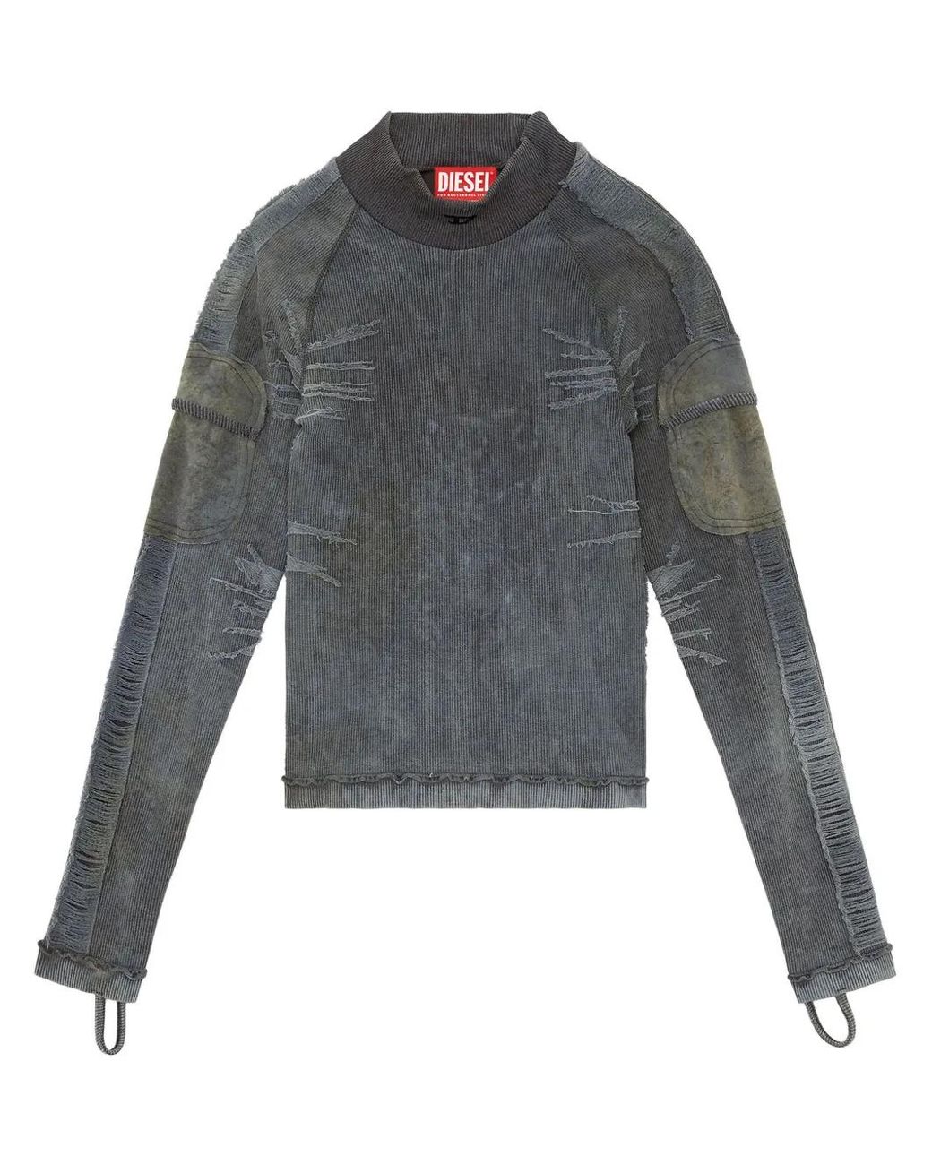 DIESEL Gray Awtee-Ashley-Wt04 Distressed Panelled T-Shirt