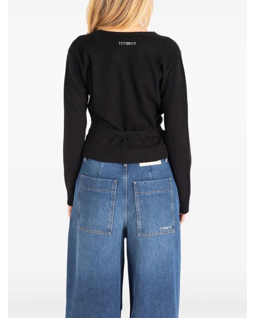 Societe Anonyme Blue Nicole Wrap-Style Cropped Sweater
