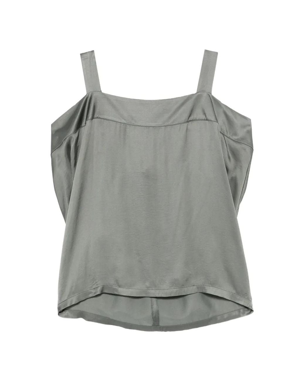 Collection Privée Gray Satik Cold-Shoulder Satin Top
