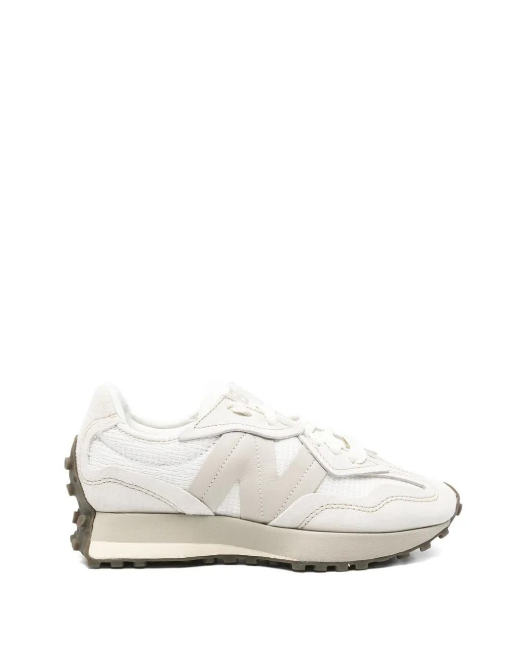 New Balance White 327 Logo-Patch Sneakers for men