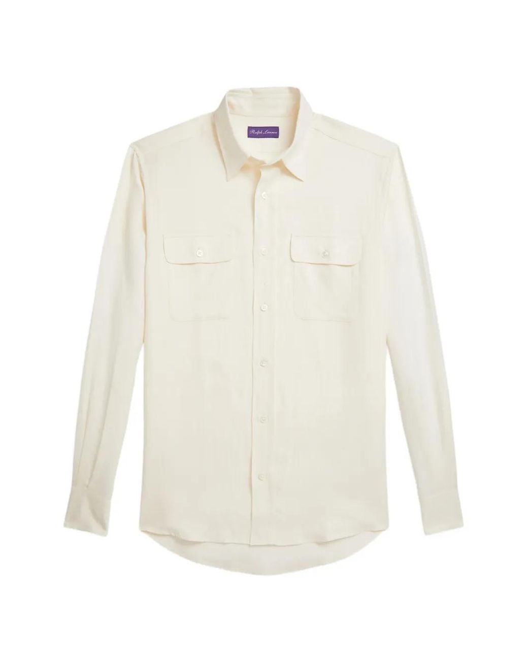 Ralph Lauren White Button-Up Chest-Pocket Shirt for men