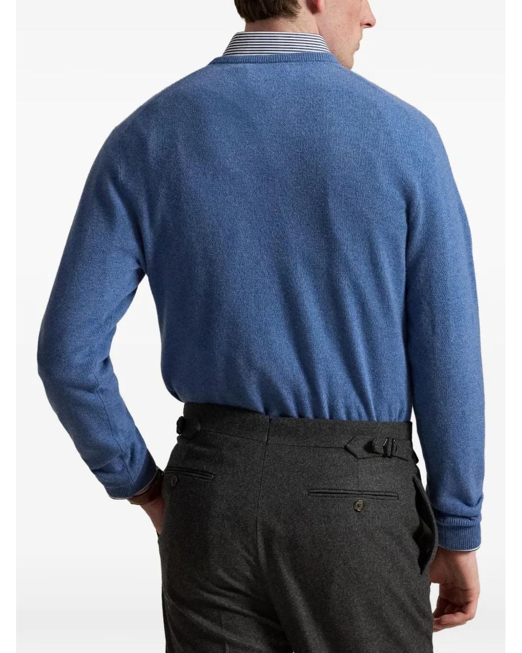 Polo Ralph Lauren Blue Pony Embroidered V-Neck Sweater for men