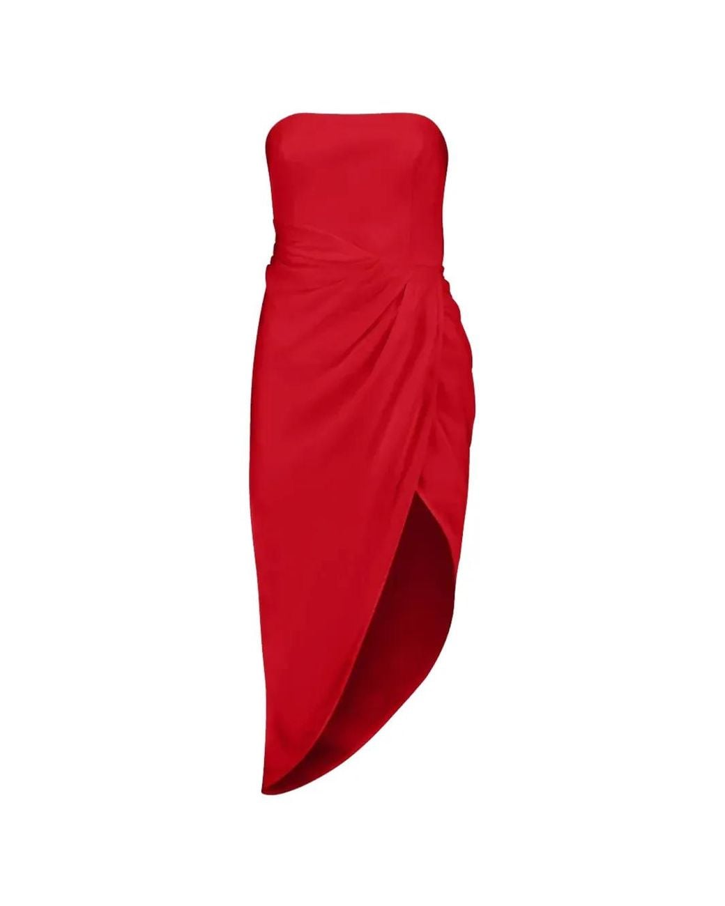 GAUGE81 Red Lica Strapless Asymmetric Midi Dress