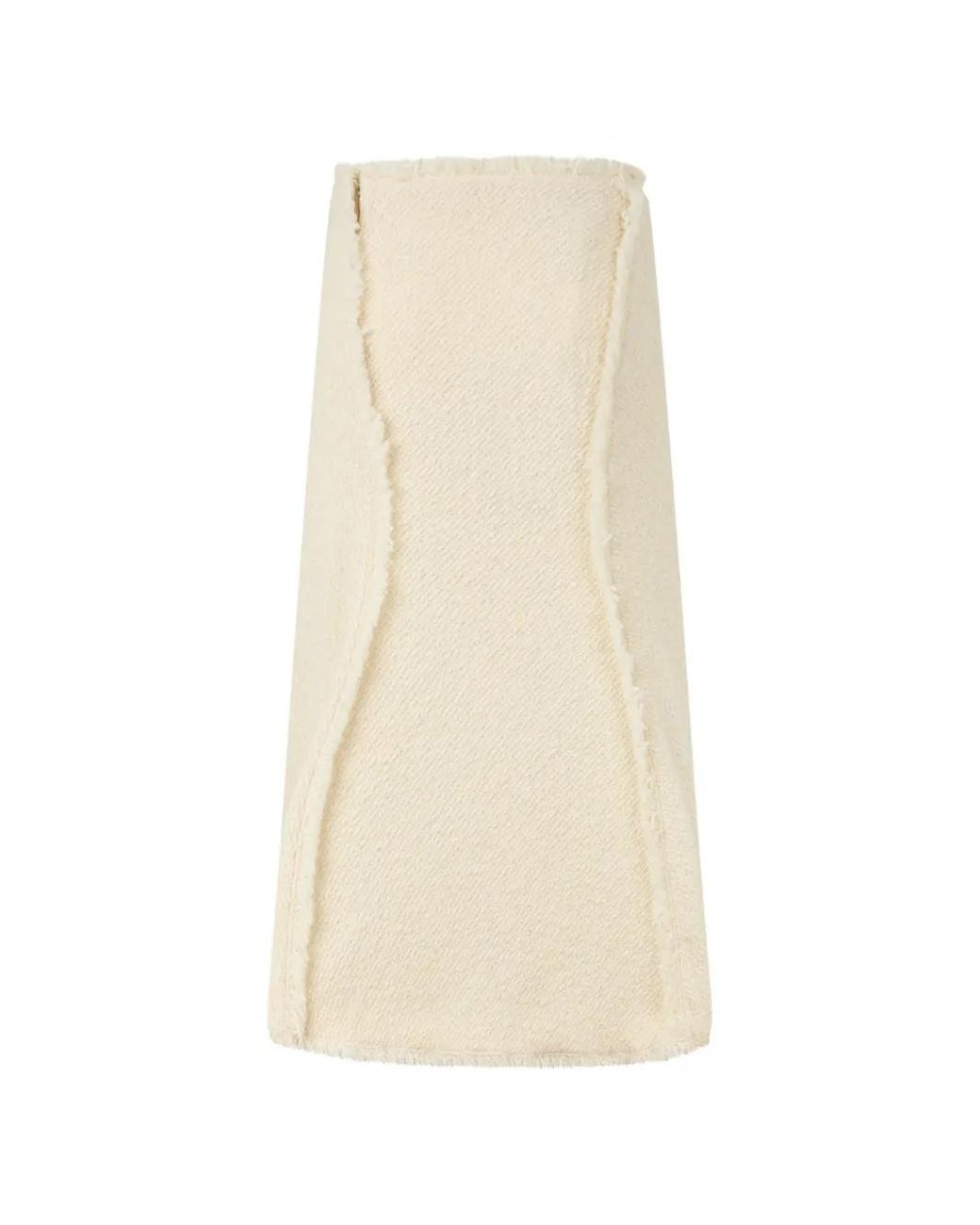 Alberta Ferretti White Fringe-Trim Midi Skirt