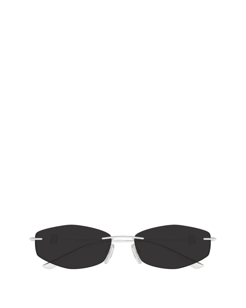 Balenciaga White Nano Rimless Geometric-Frame Sunglasses