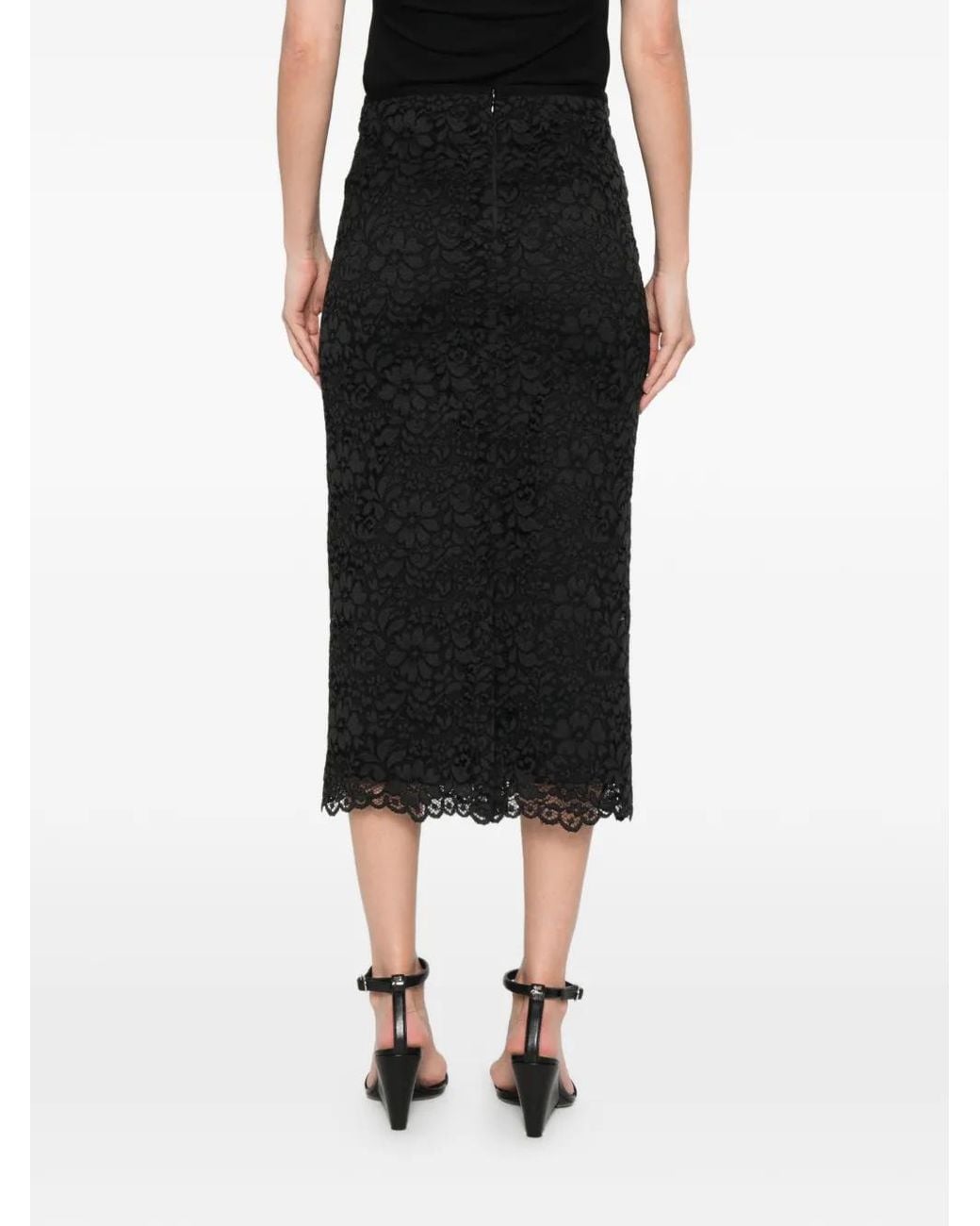 Simonetta Ravizza Black Clivy Floral Lace Midi Skirt