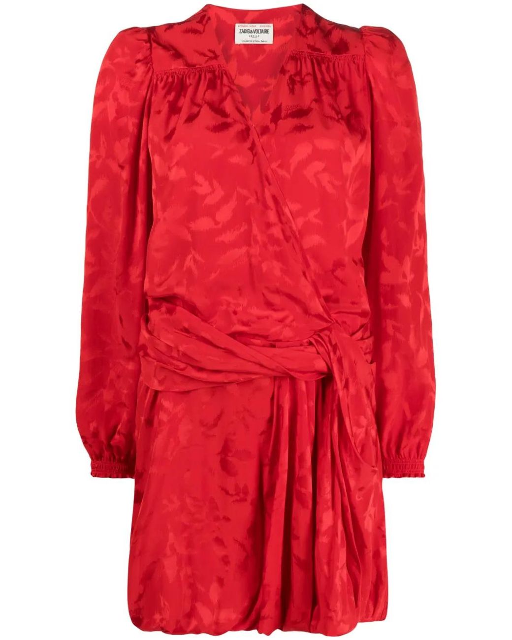 Zadig & Voltaire Red Floral-Jacquard Wrap Minidress